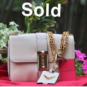 Valentino Ivory Calfskin Leather B Rockstud Bag
